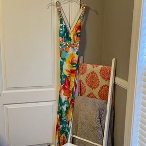 Satin floral maxi dress